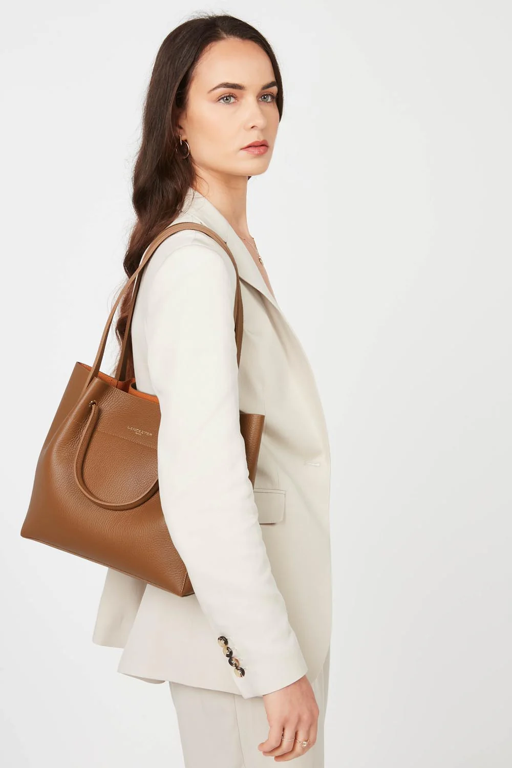 Grand sac cabas épaule - Foulonné Double LOUISA - Image 8